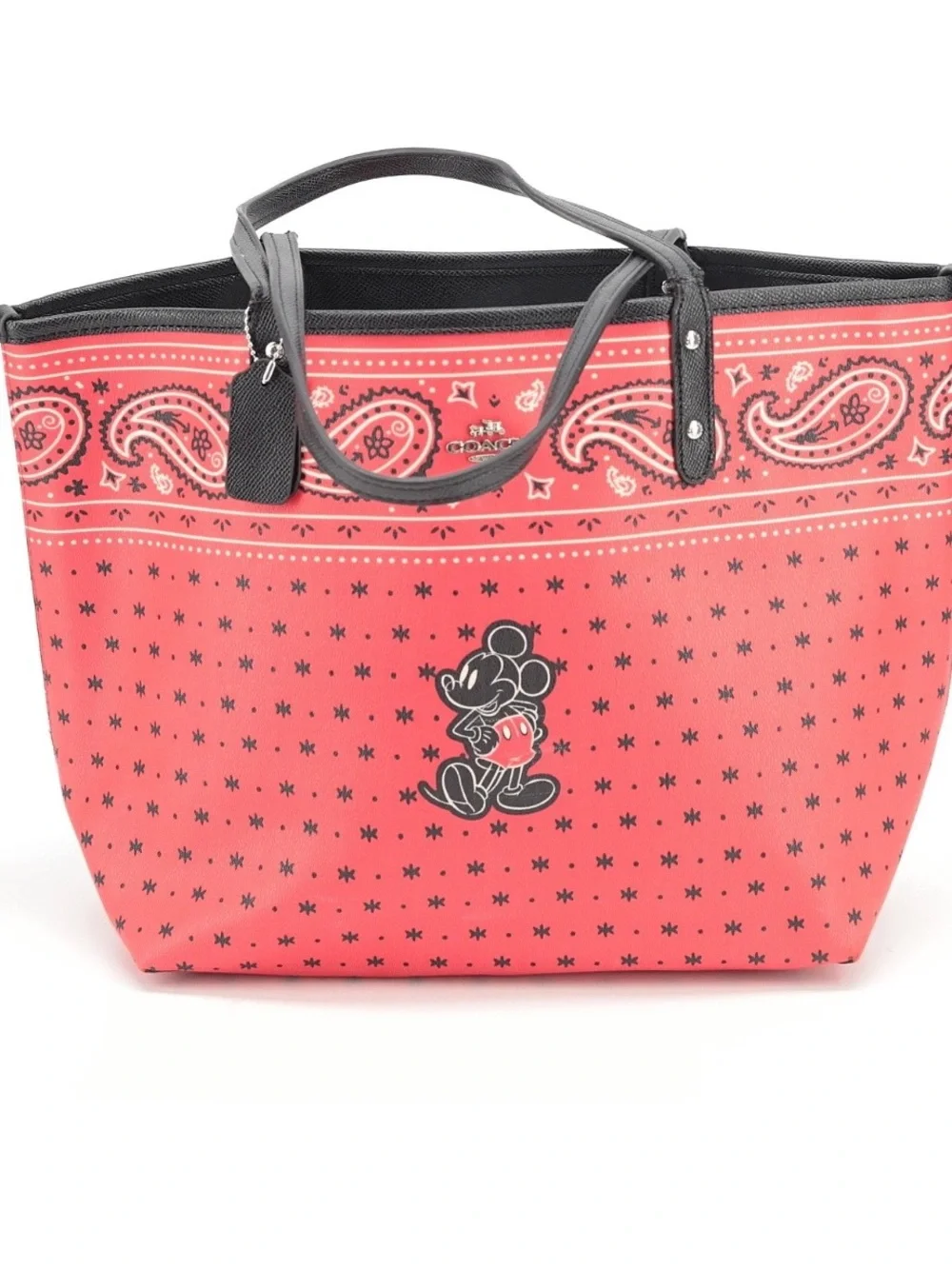 Coach x Disney Mickey Mouse bandana paisley print reversible tote bag hangtag